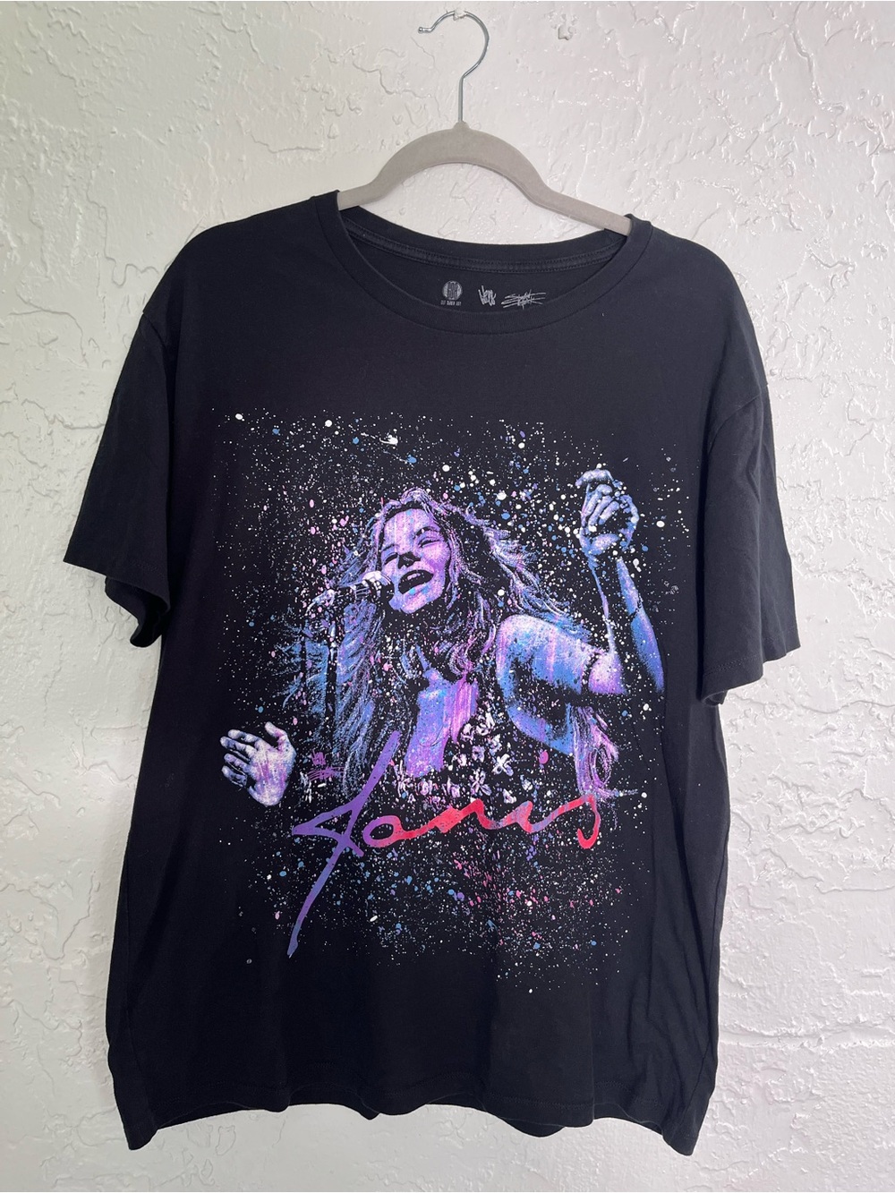 Janis Joplin Graphic Band Tee Black Music Festival T-Shirt Size L